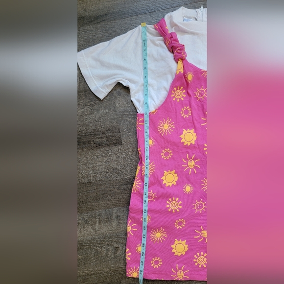 Vintg Early 90's Romper Girls 16/ Women's XS Pink w/90's Style Sun Built-in Tee - Picture 13 of 14